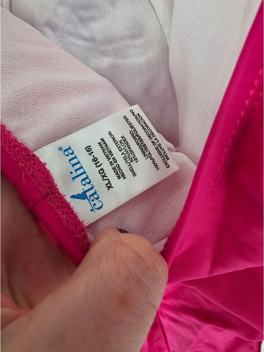 Catalina Womens Sz XL (16-18) One Piece Swimsuit Bright Pink Athletic Cut